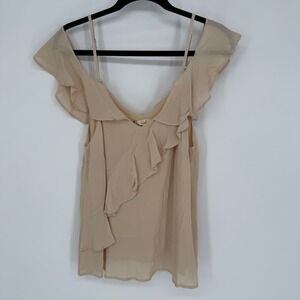 Easel Off the Shoulder Tank Top Beige SMALL NWT